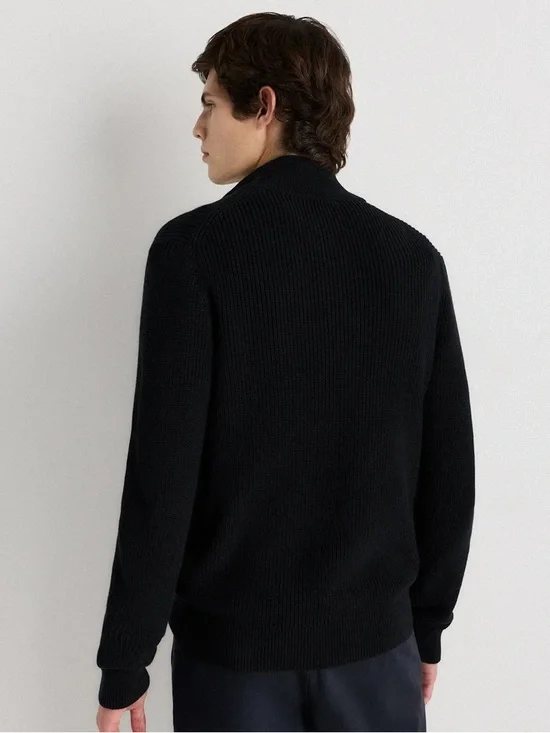Quince Black Half-Zip Ribbed Sweater - Picture 5 of 7